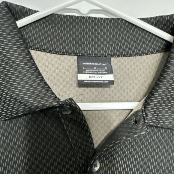 Nike Shirt Men’s Large Black Golf Polo Dri-Fit Stretch  All-Over Print EUC - Picture 4 of 7